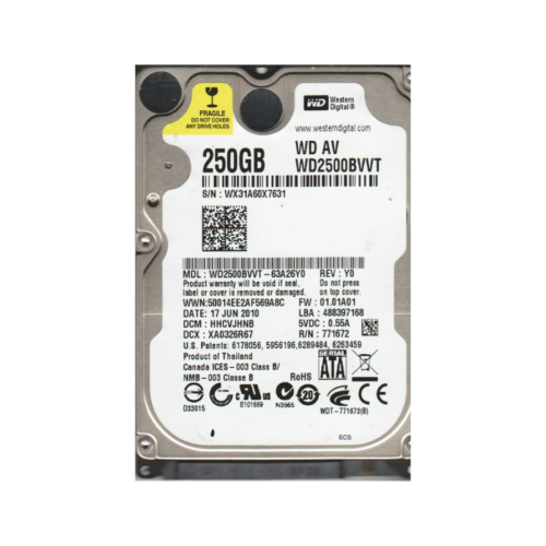2.5" 250GB Sata Hard drive (Second-Hand)